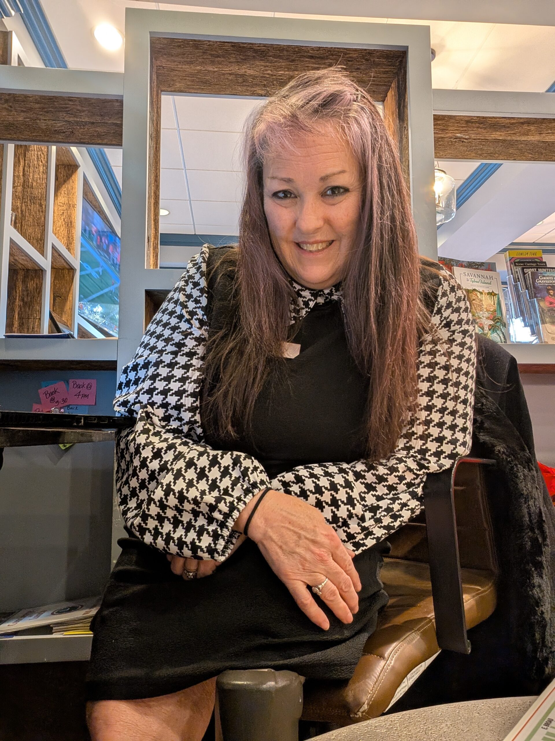 Marley Gibson portrait in a Savannah bookshop