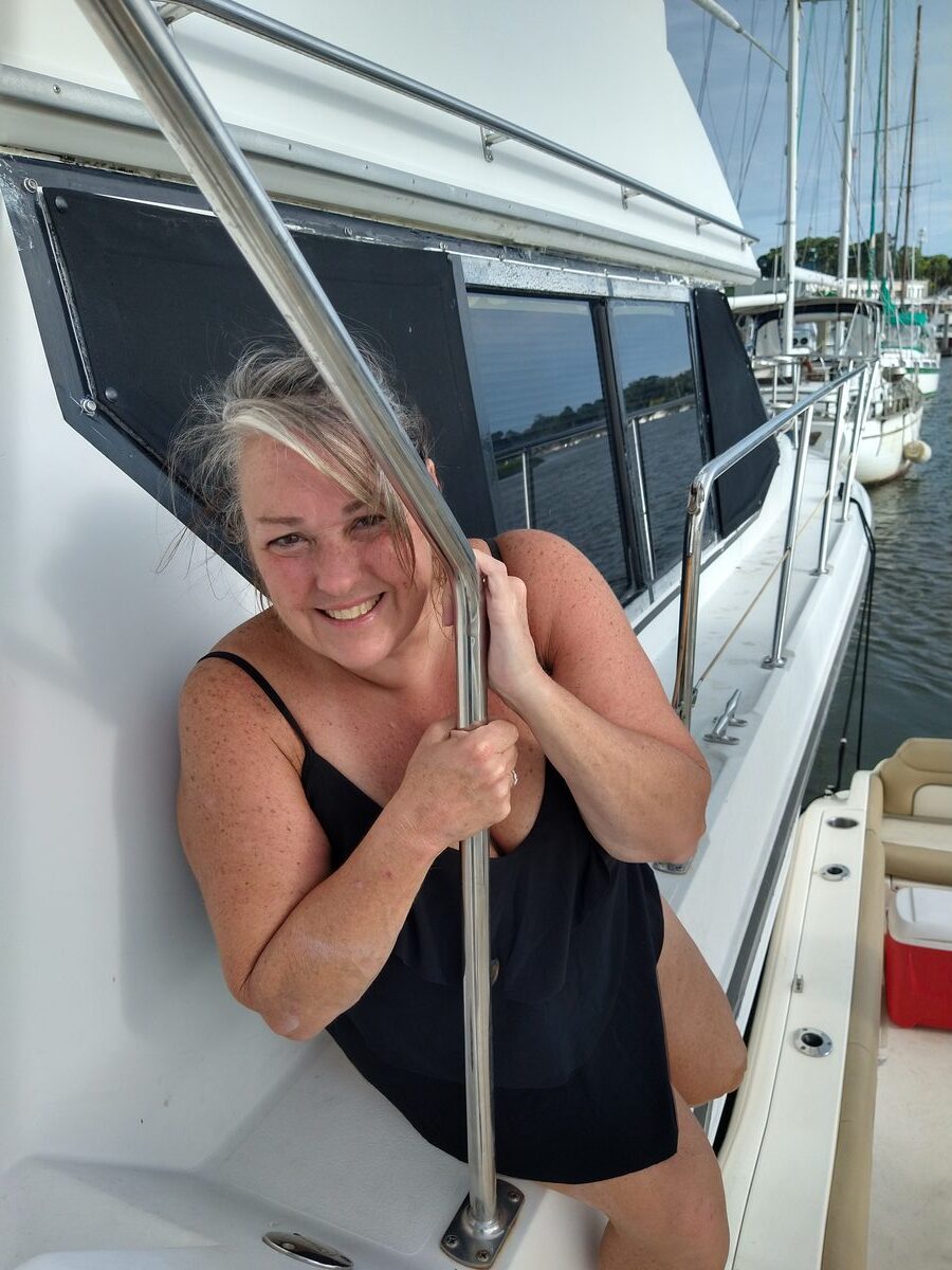 Marley Gibson on a yacht at the marina